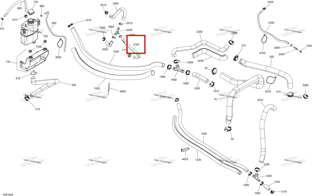 Деталь 276000246 (Formed шланг Sea-Doo RXP (2016) (276000246)) на схеме узла 2019 Sea-Doo GTR 230 Cooling System