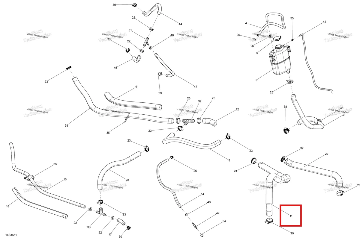 Деталь 276000249 на схеме узла 2015 Sea-Doo RXP-X 260 & RS Cooling System