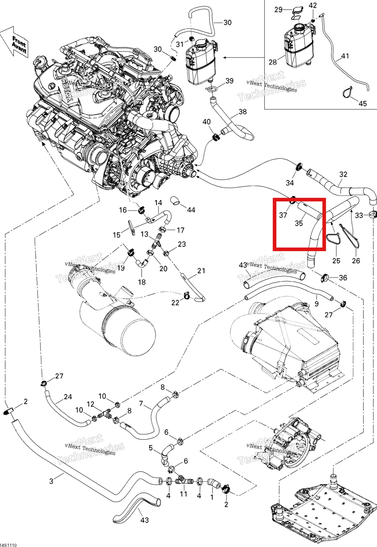 Деталь 276000251 на схеме узла 2011 Sea-Doo RXP-X 255 & RS Cooling System