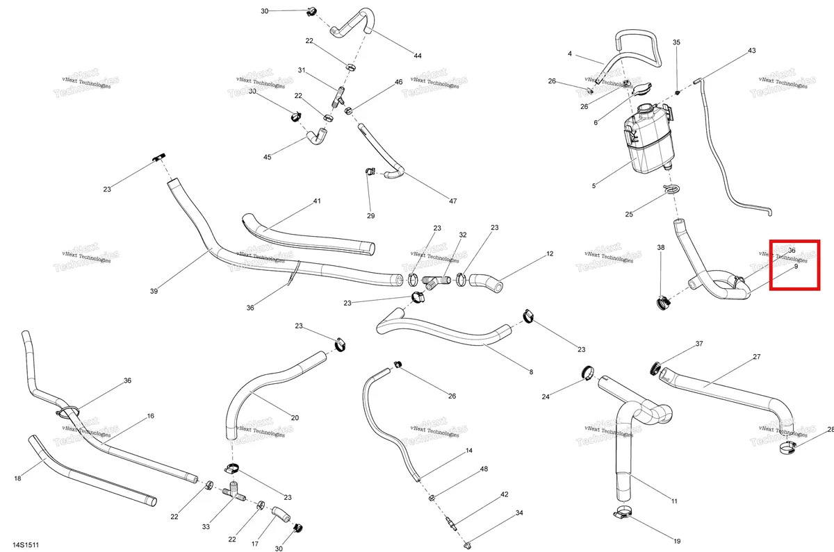 Деталь 276000253 на схеме узла 2015 Sea-Doo RXP-X 260 & RS Cooling System