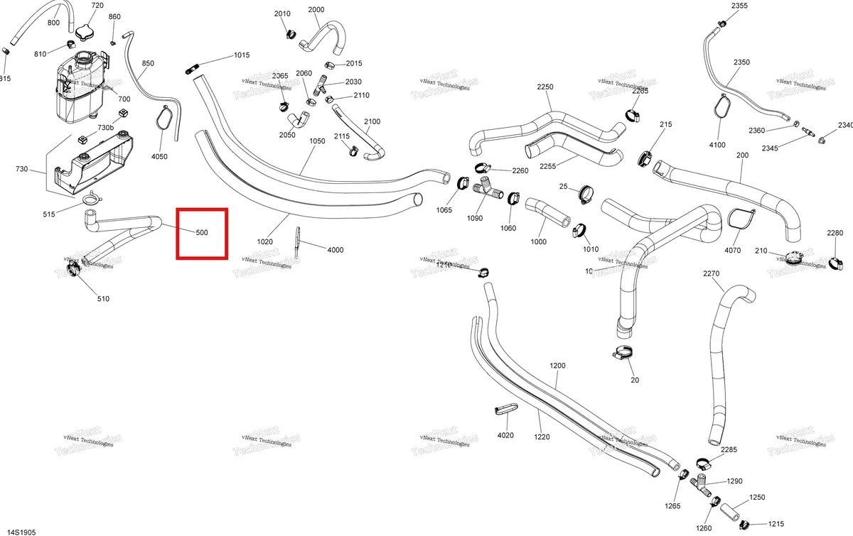 Деталь 276000364 (Шланг литой Sea-Doo RXP (2016) (276000364)) на схеме узла 2019 Sea-Doo GTR 230 Cooling System