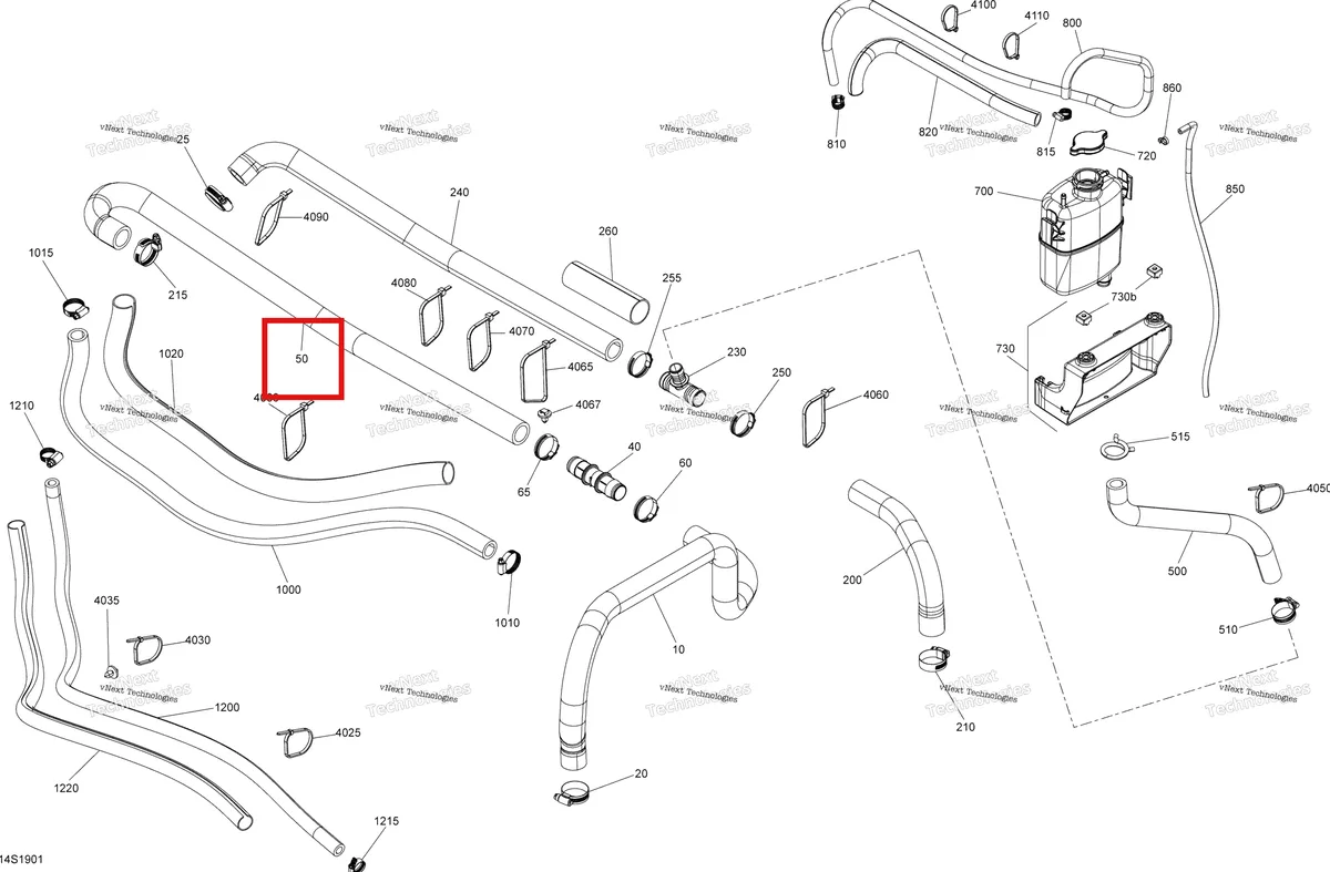 Деталь 276000403 на схеме узла 2019 Sea-Doo GTI 90 Cooling System