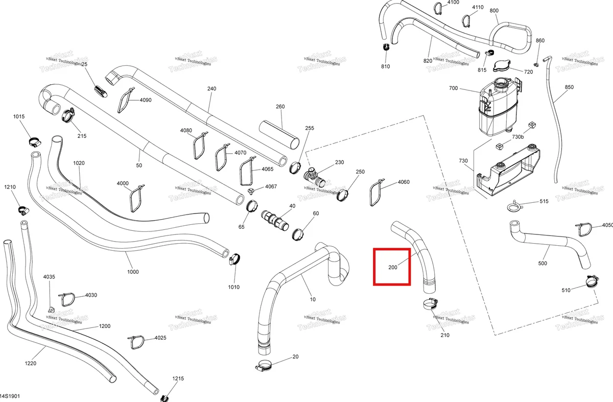 Деталь 276000404 на схеме узла 2019 Sea-Doo GTI 90 Cooling System
