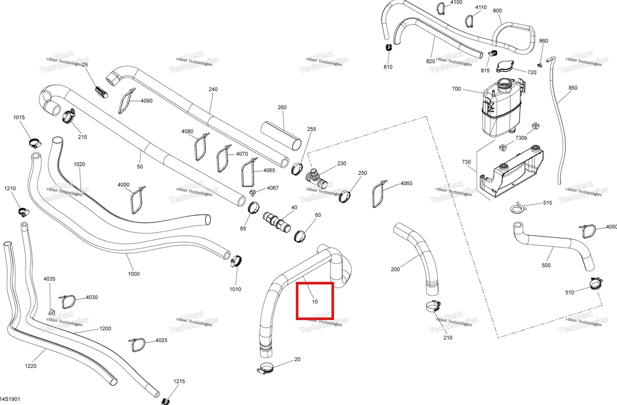 Деталь 276000414 на схеме узла 2019 Sea-Doo GTI 90 Cooling System