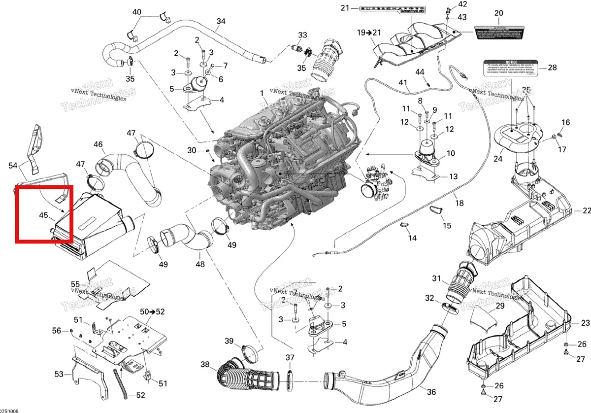 Деталь 276000415 на схеме узла 2010 Sea-Doo RXP-X 255 and 255 RS Engine