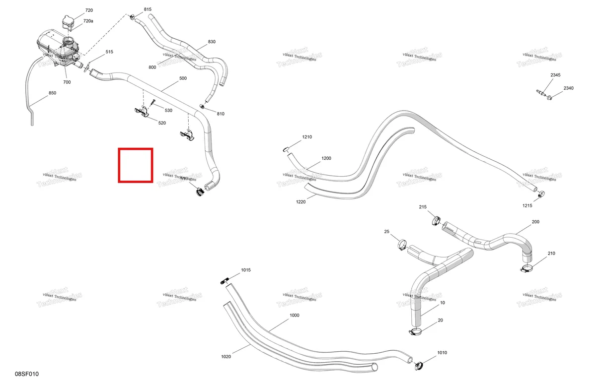 Деталь 276000419 (Охлаждающая жидкость бак Sea-Doo GTX 300 (2020) (276000419)) на схеме узла 2026 Sea-Doo GTI - 130 - STD - 38TB - Bright White Engine - Cooling