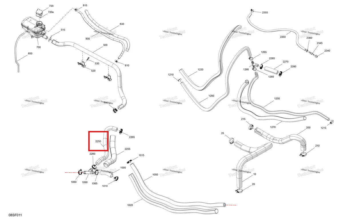 Деталь 276000422 (Formed шланг Sea-Doo RXP 300 (2018) (276000422)) на схеме узла 2026 Sea-Doo GTR - 230 - STD - 36TC - Eclipse Black Engine - Cooling