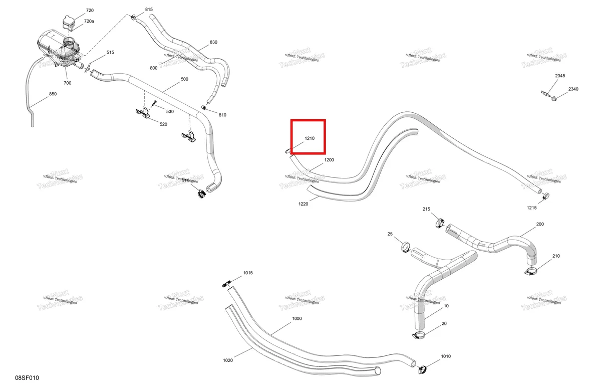 Схема применяемости: Шланг 6,4 мм ID Sea-Doo RXP 325 X (2026) (276000425)