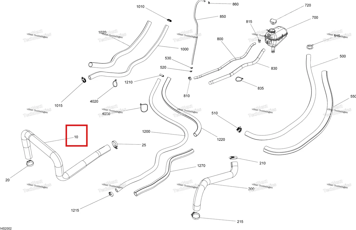 Деталь 276000462 (Шланг Riding пластина левый Sea-Doo GTX 300 (2020) (276000462)) на схеме узла 2020 Sea-Doo GTI 130 Cooling System