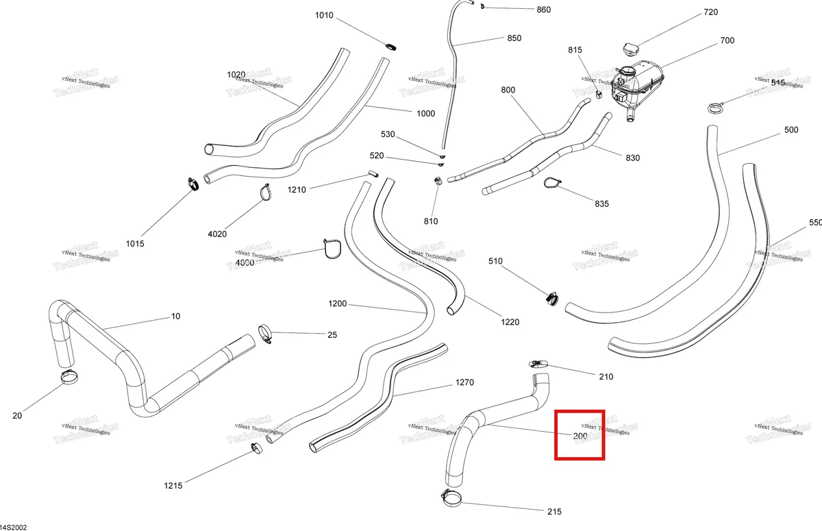 Деталь 276000487 (Шланг Riding пластина правый Sea-Doo GTX 300 (2020) (276000487)) на схеме узла 2020 Sea-Doo GTI 130 Cooling System