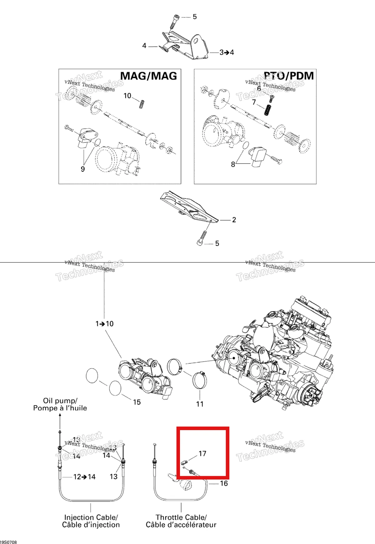 Деталь 277000279 на схеме узла 2007 Sea-Doo 3D 947 DI Throttle Body