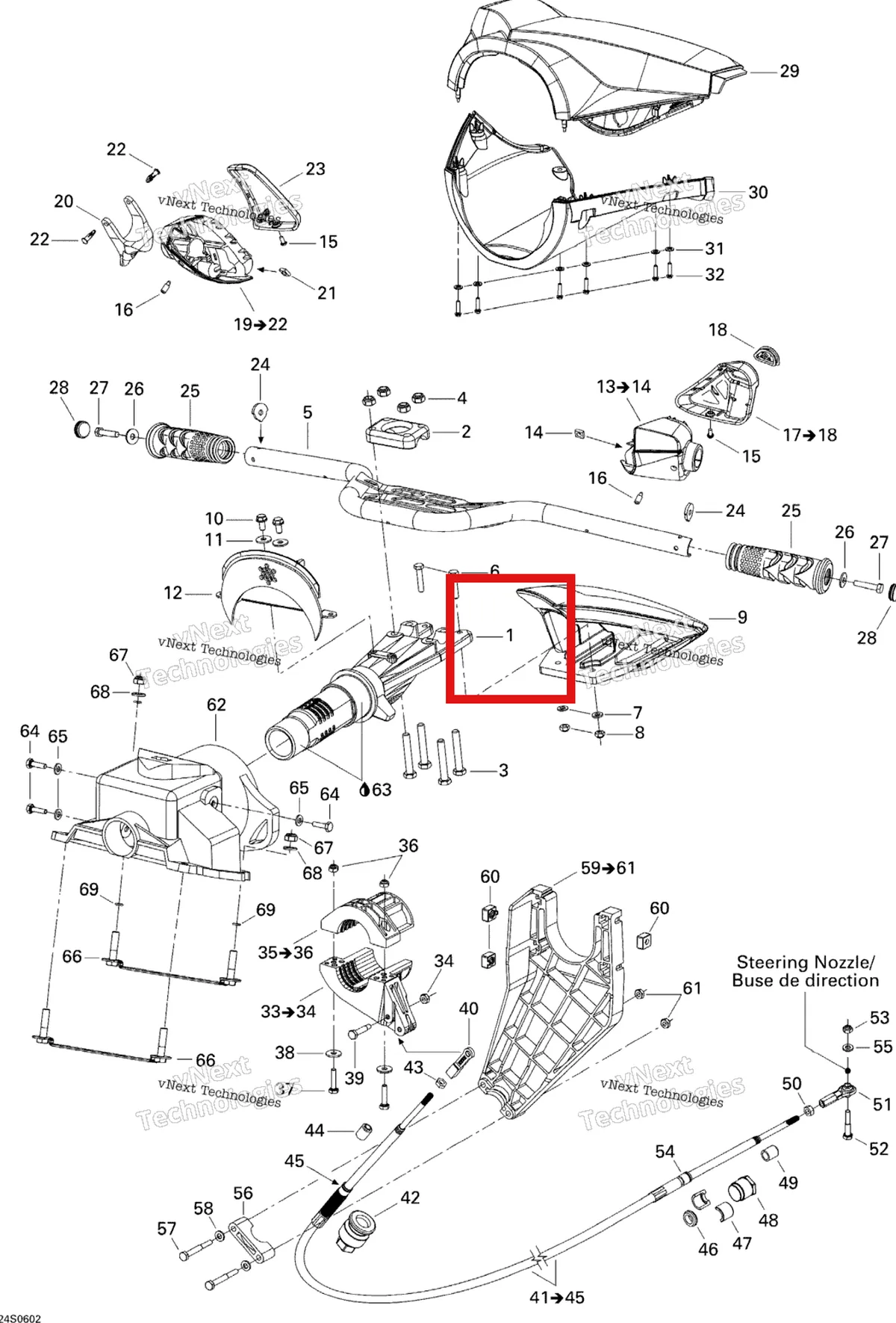 Схема применяемости: Steering Stem Sea-Doo 277000562400