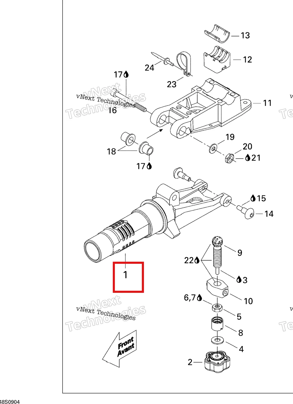 Схема применяемости: Steering Stem Sea-Doo 277000758400