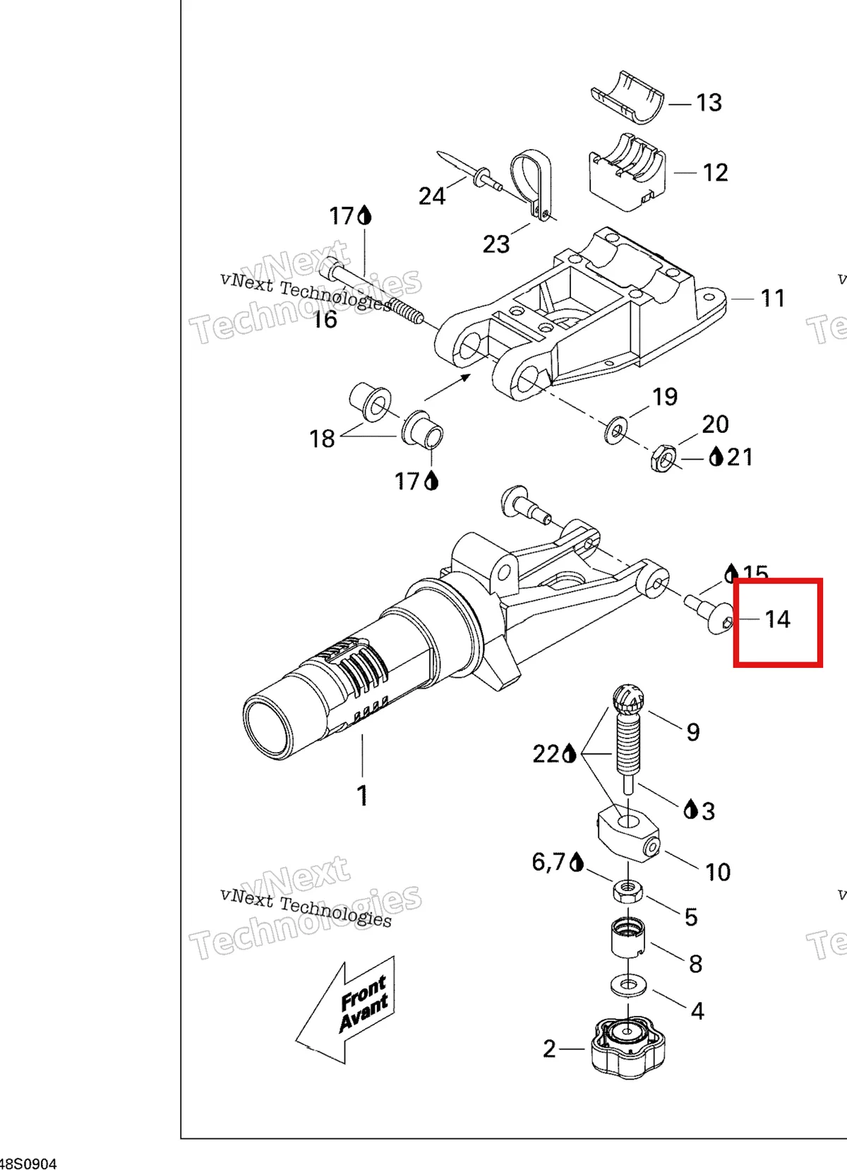 Схема применяемости: THREADED PIVOT Sea-Doo 277000763