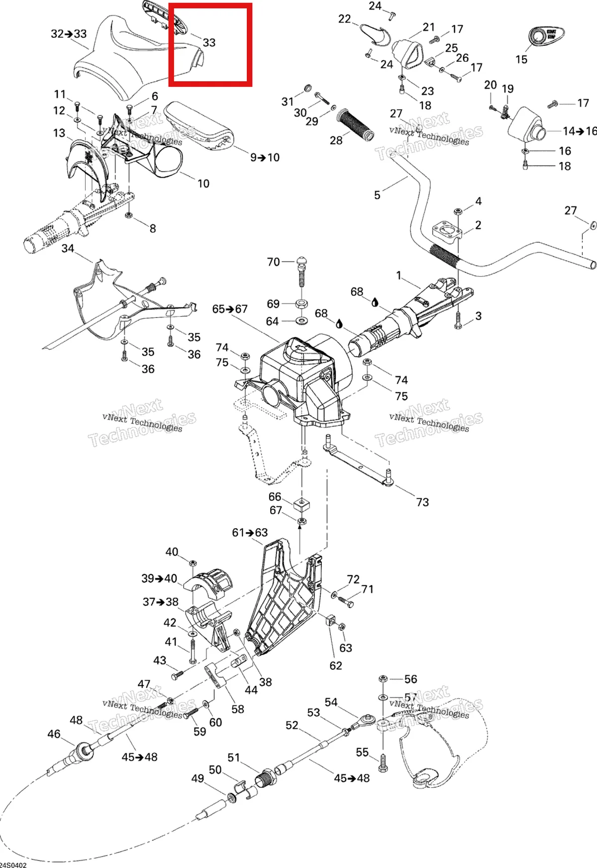 Деталь 277000823 на схеме узла 2004 Sea-Doo GTI Steering System