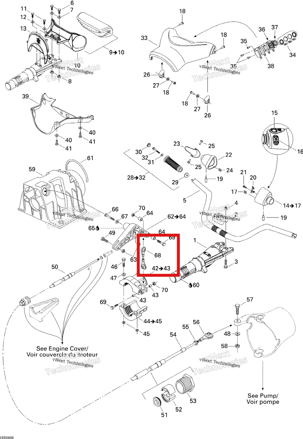Деталь 277000829 на схеме узла 2004 Sea-Doo XP DI Steering