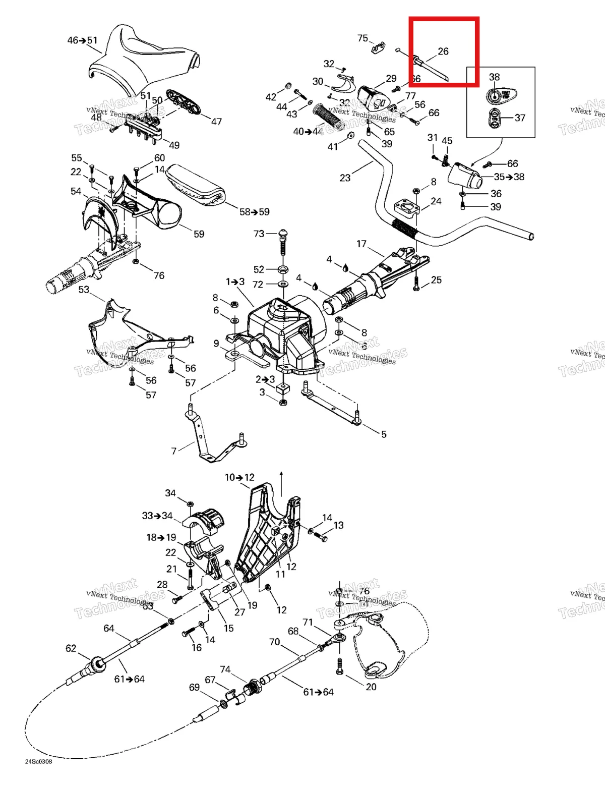 Деталь 277000851 на схеме узла 2003 Sea-Doo RX DI, 6122/6123 Steering System