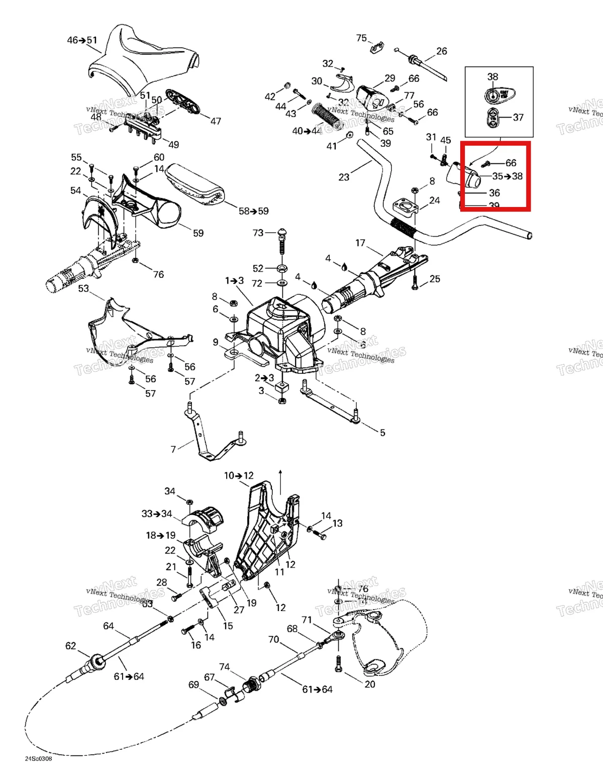 Деталь 277000877 на схеме узла 2003 Sea-Doo RX DI, 6122/6123 Steering System