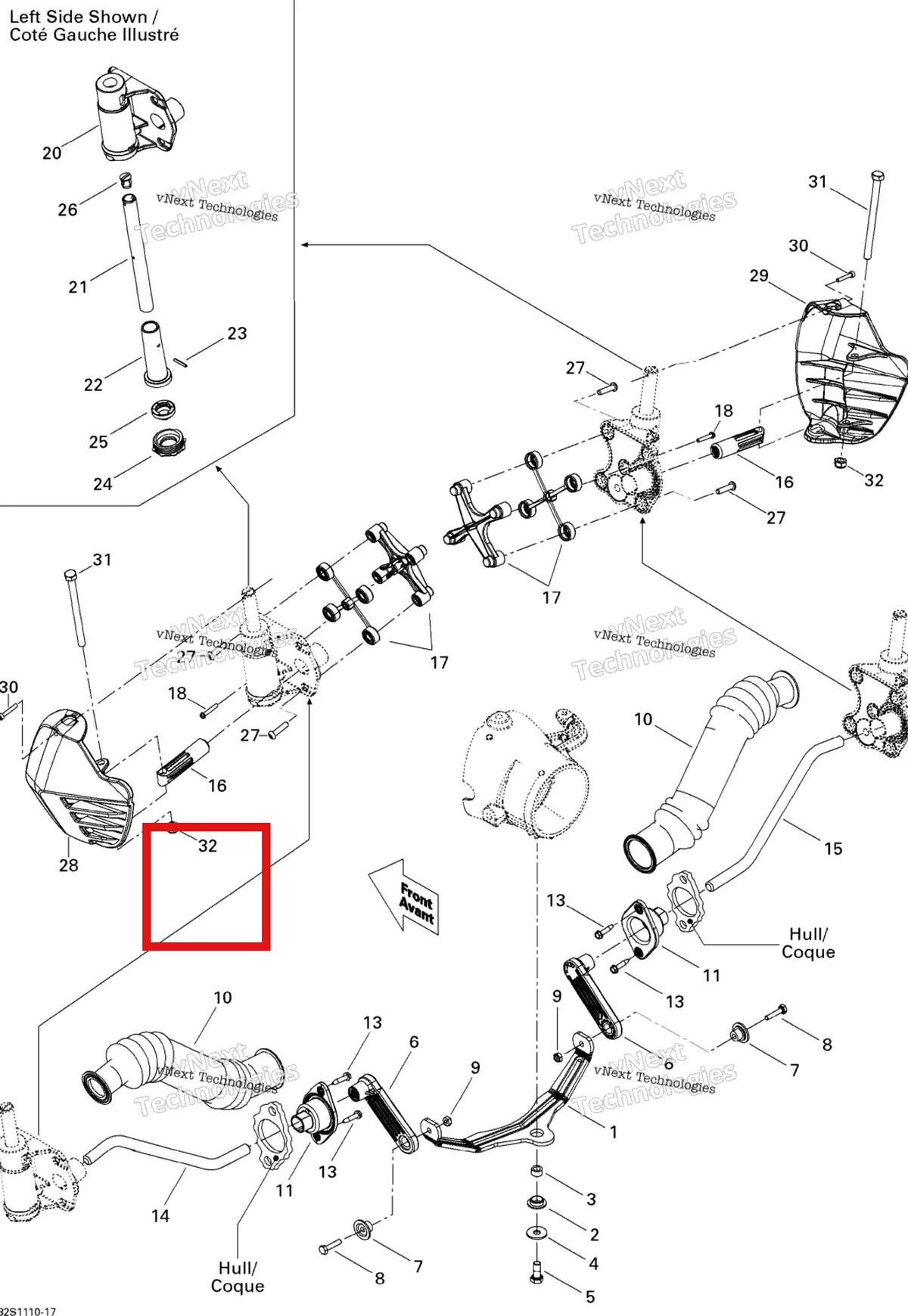 Деталь 277000985 на схеме узла 2011 Sea-Doo GTS Pro 130 Off Power Assisted Steering