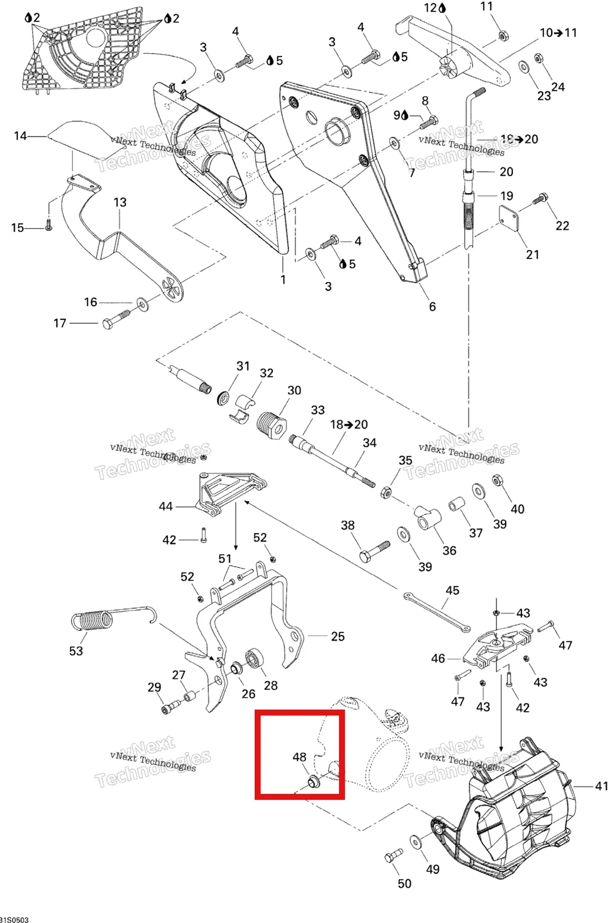 Деталь 277001066 на схеме узла 2005 Sea-Doo GTI LE RFI Reverse
