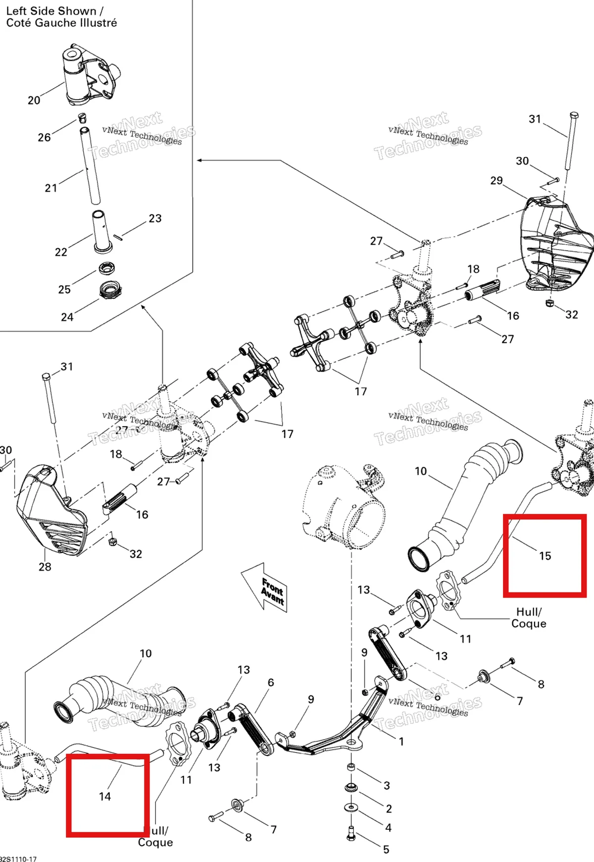 Схема применяемости: STEERING STEM Sea-Doo 277001116
