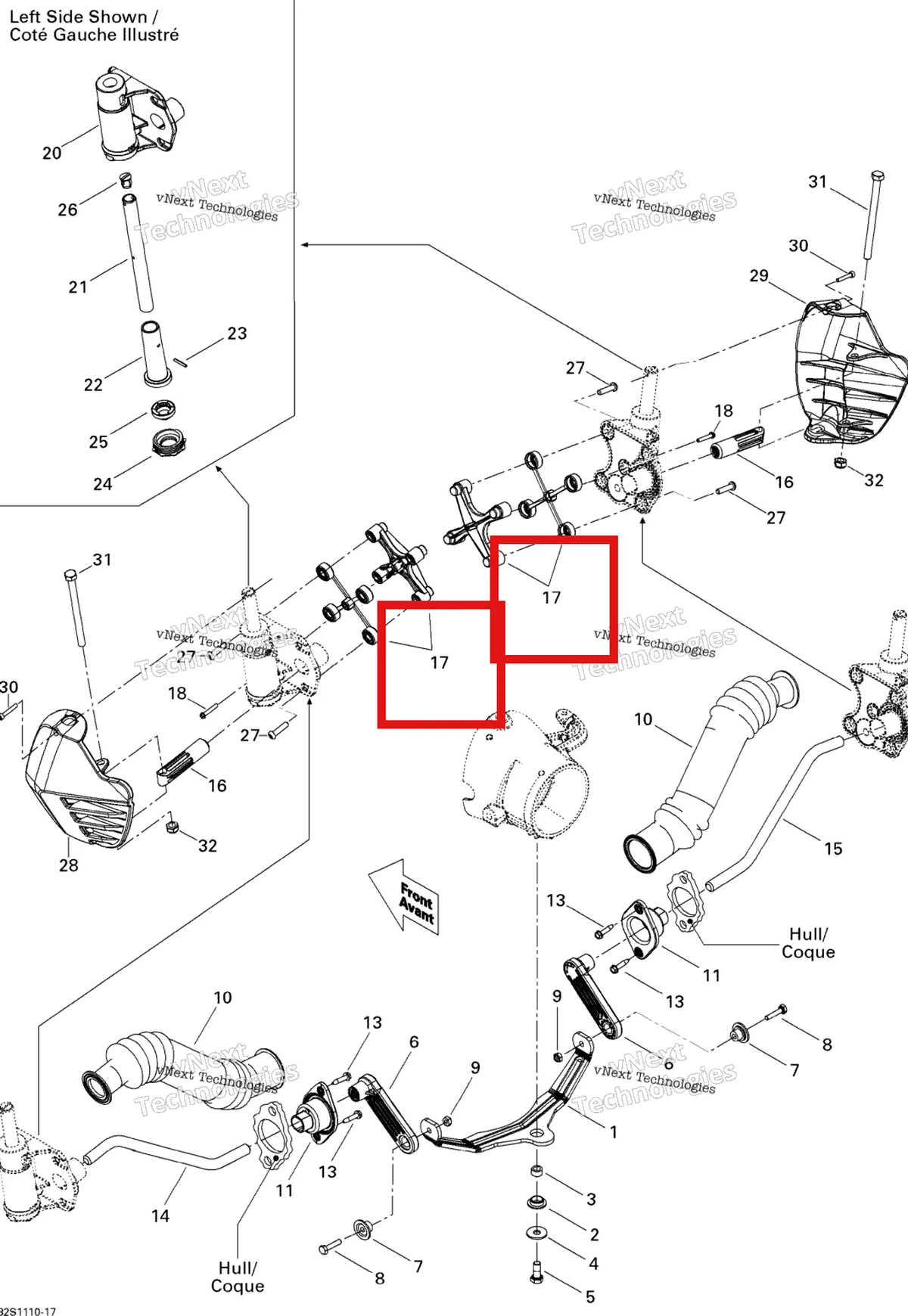 Деталь 277001177 на схеме узла 2011 Sea-Doo RXP-X 255 & RS Off Power Assisted Steering