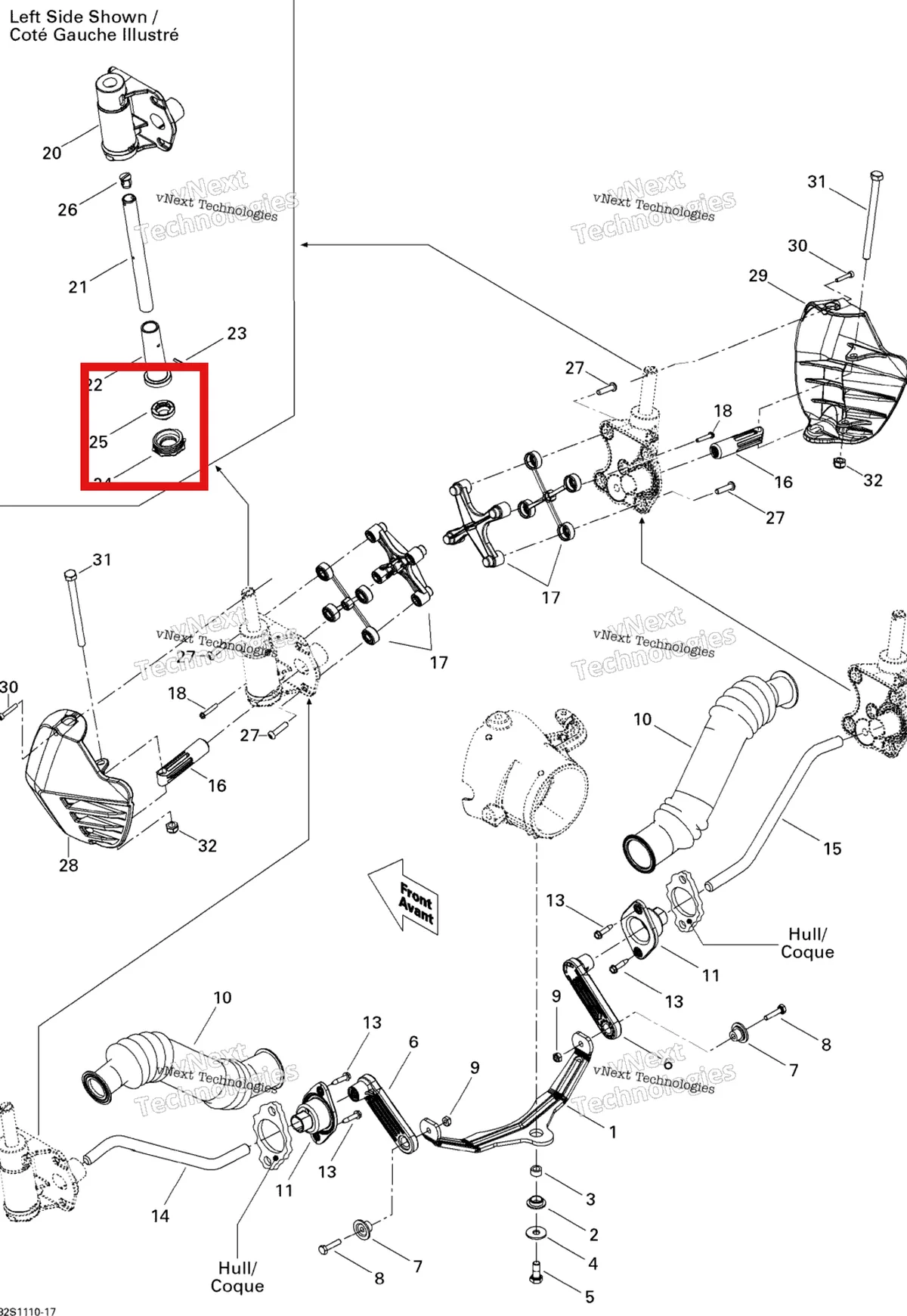Деталь 277001185 на схеме узла 2011 Sea-Doo GTS Pro 130 Off Power Assisted Steering