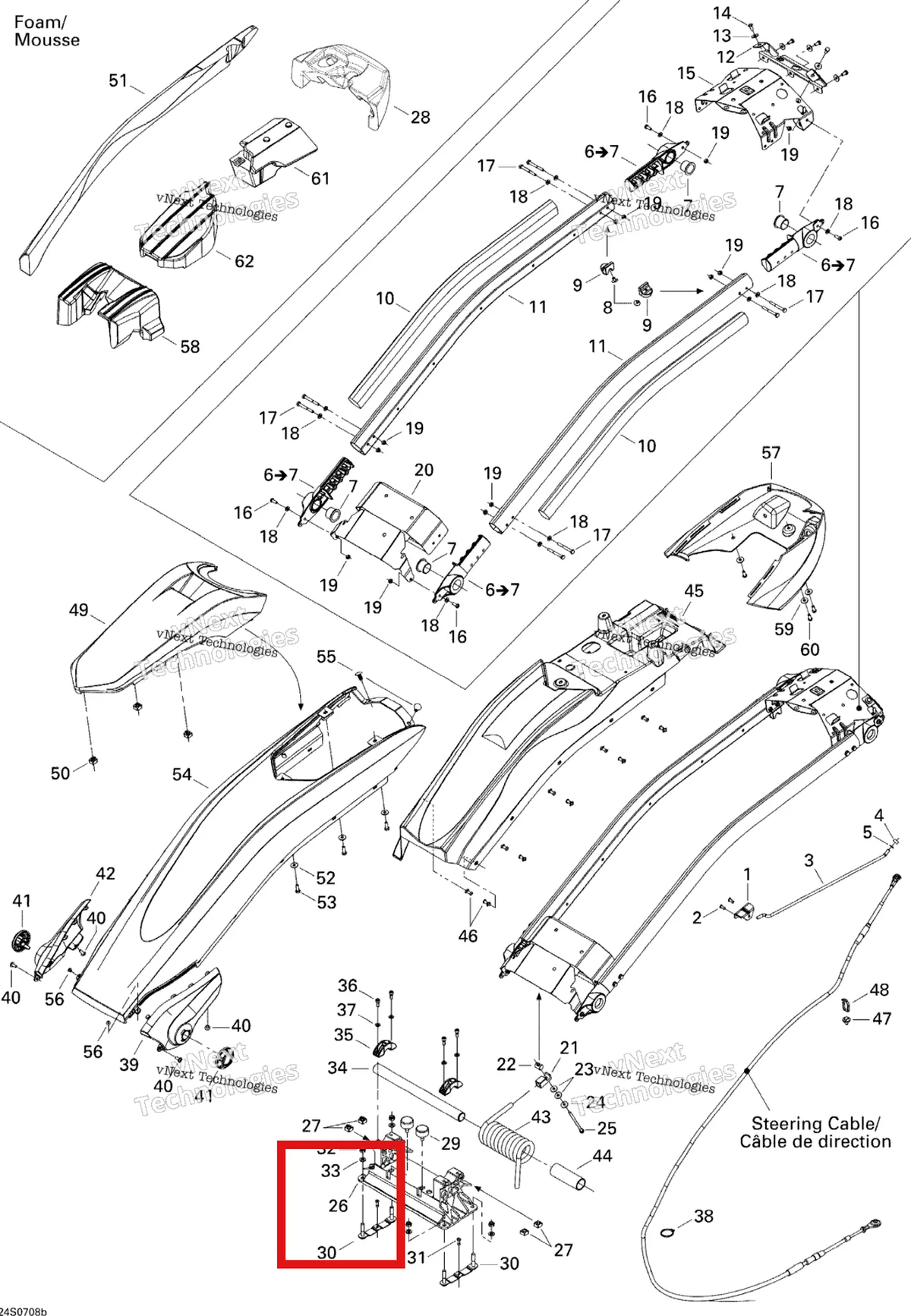 Деталь 277001230 на схеме узла 2007 Sea-Doo 3D 947 DI Steering System 2