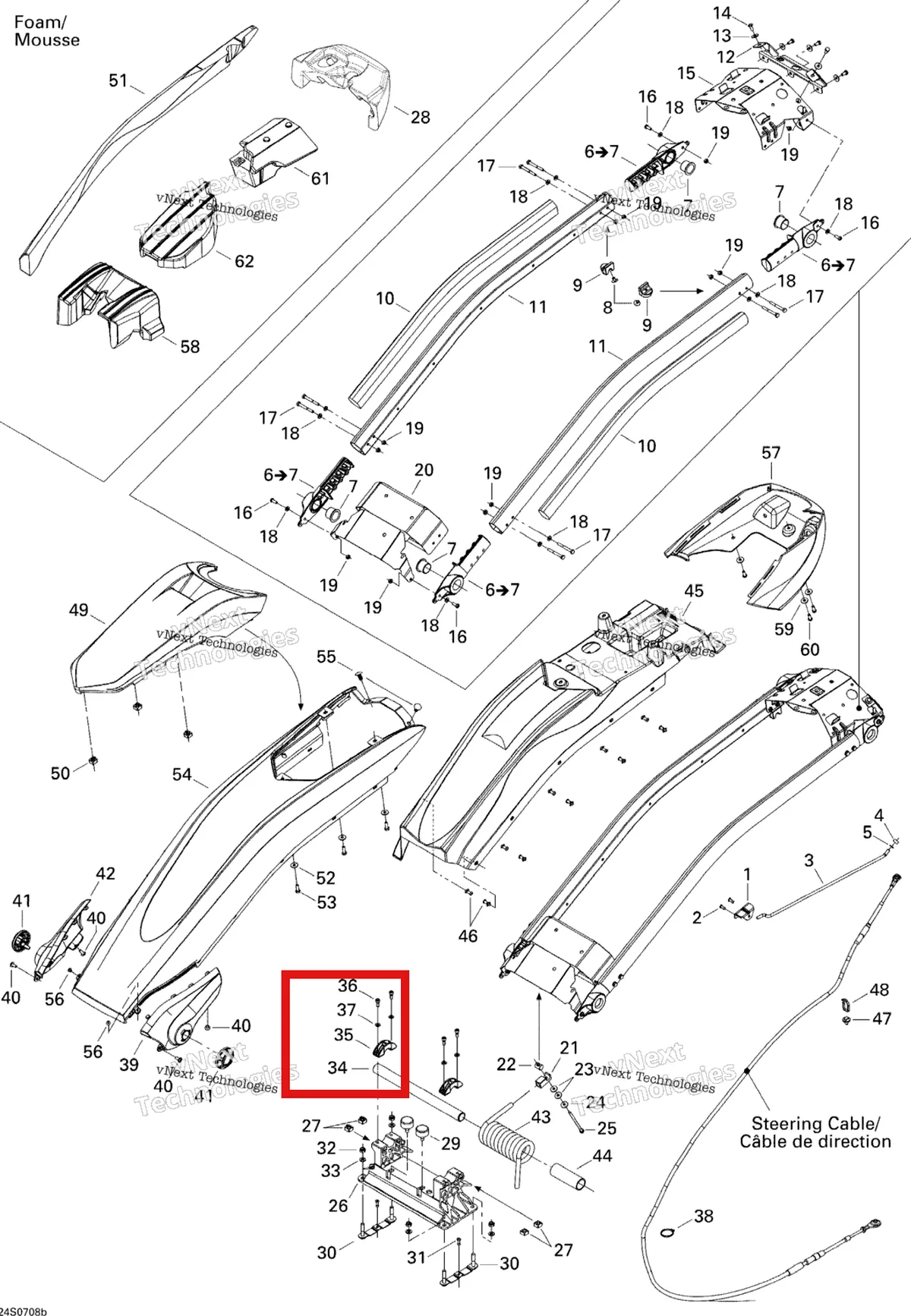 Деталь 277001233 на схеме узла 2007 Sea-Doo 3D 947 DI Steering System 2