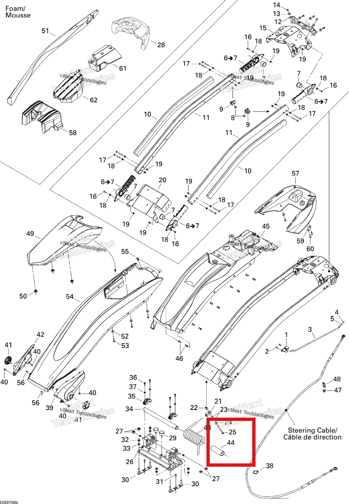 Деталь 277001237 на схеме узла 2007 Sea-Doo 3D 947 DI Steering System 2