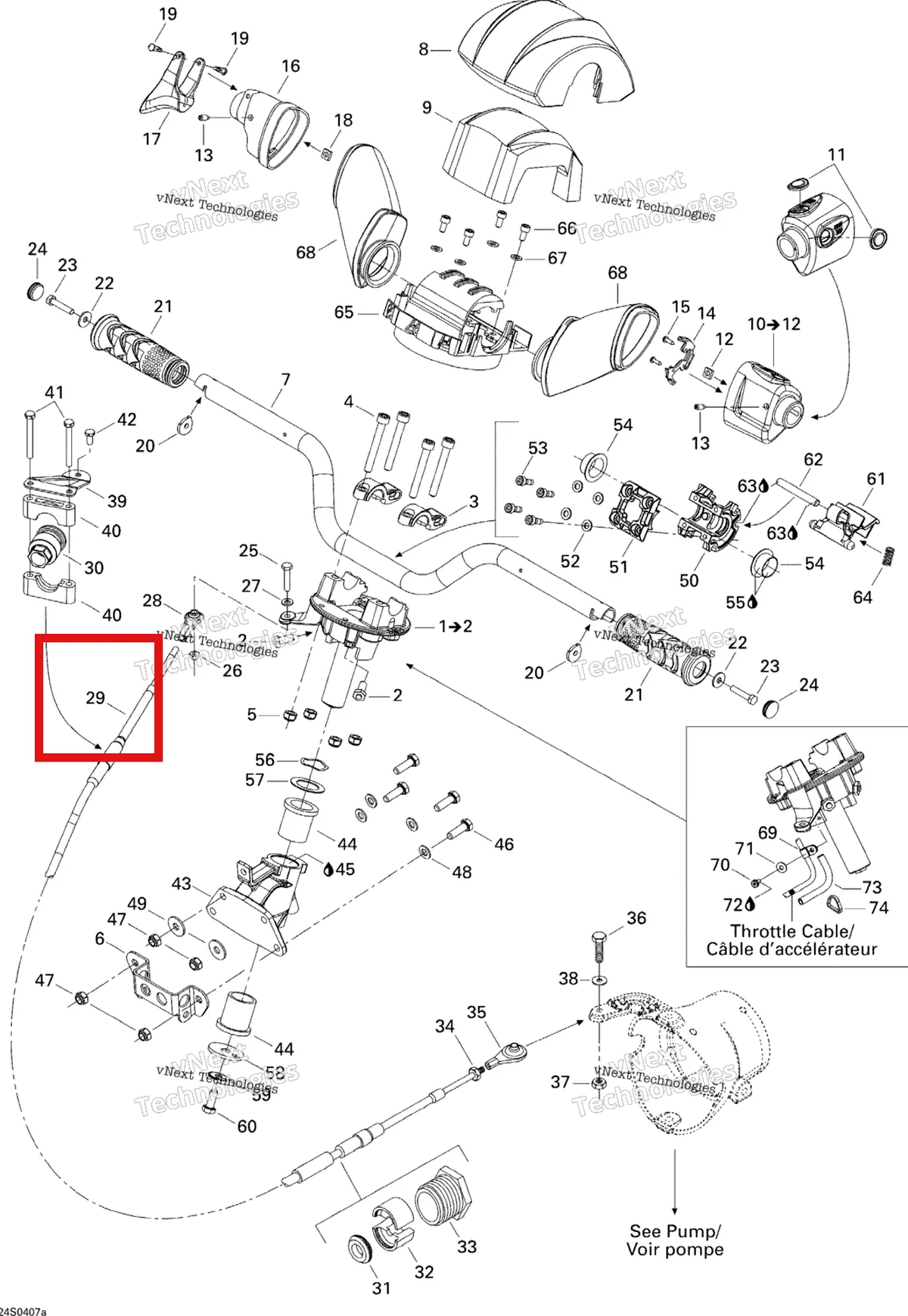 Деталь 277001339 на схеме узла 2004 Sea-Doo 3D RFI Steering System 1