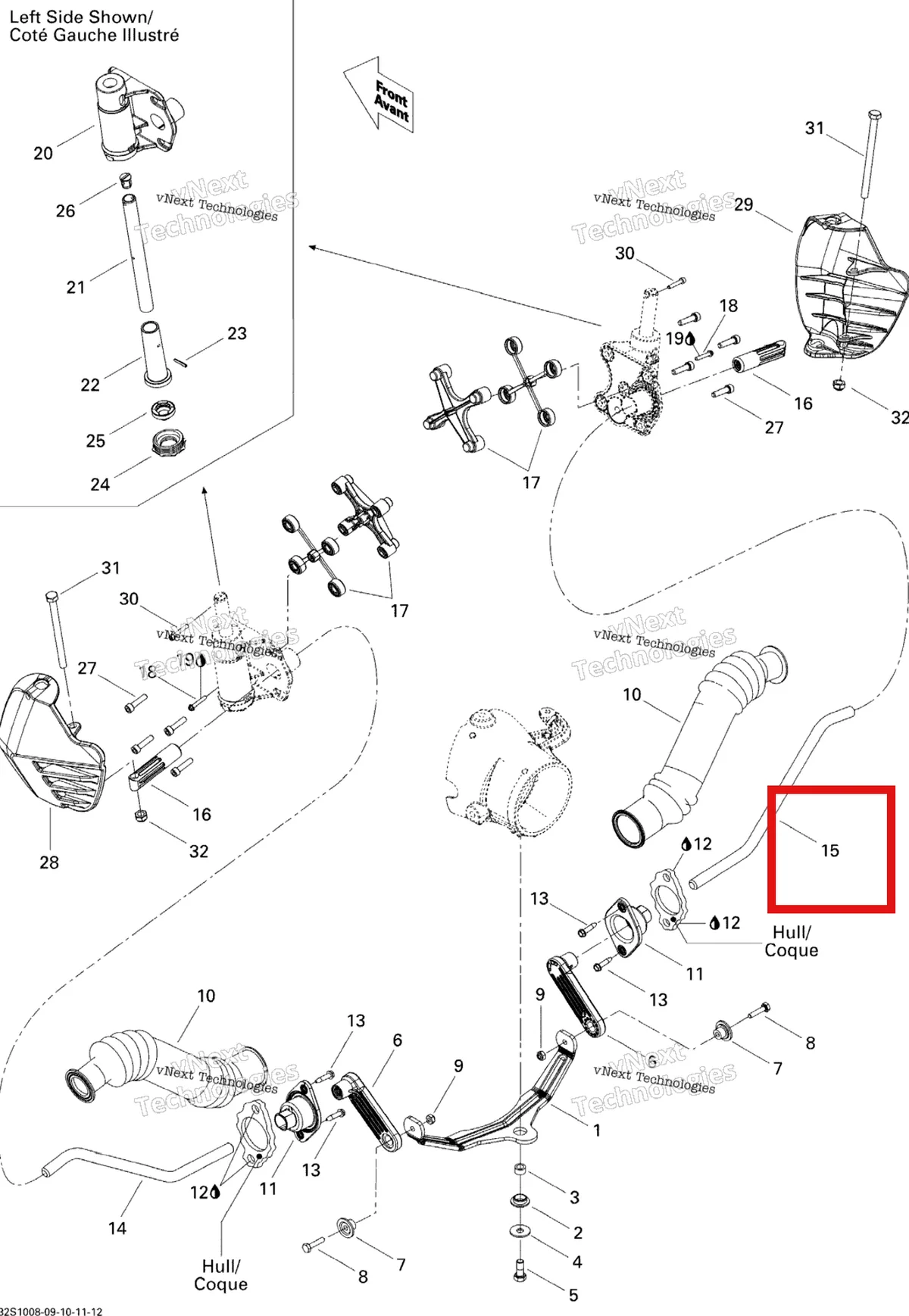 Деталь 277001404 на схеме узла 2010 Sea-Doo Wake 155 Off Power Assisted Steering