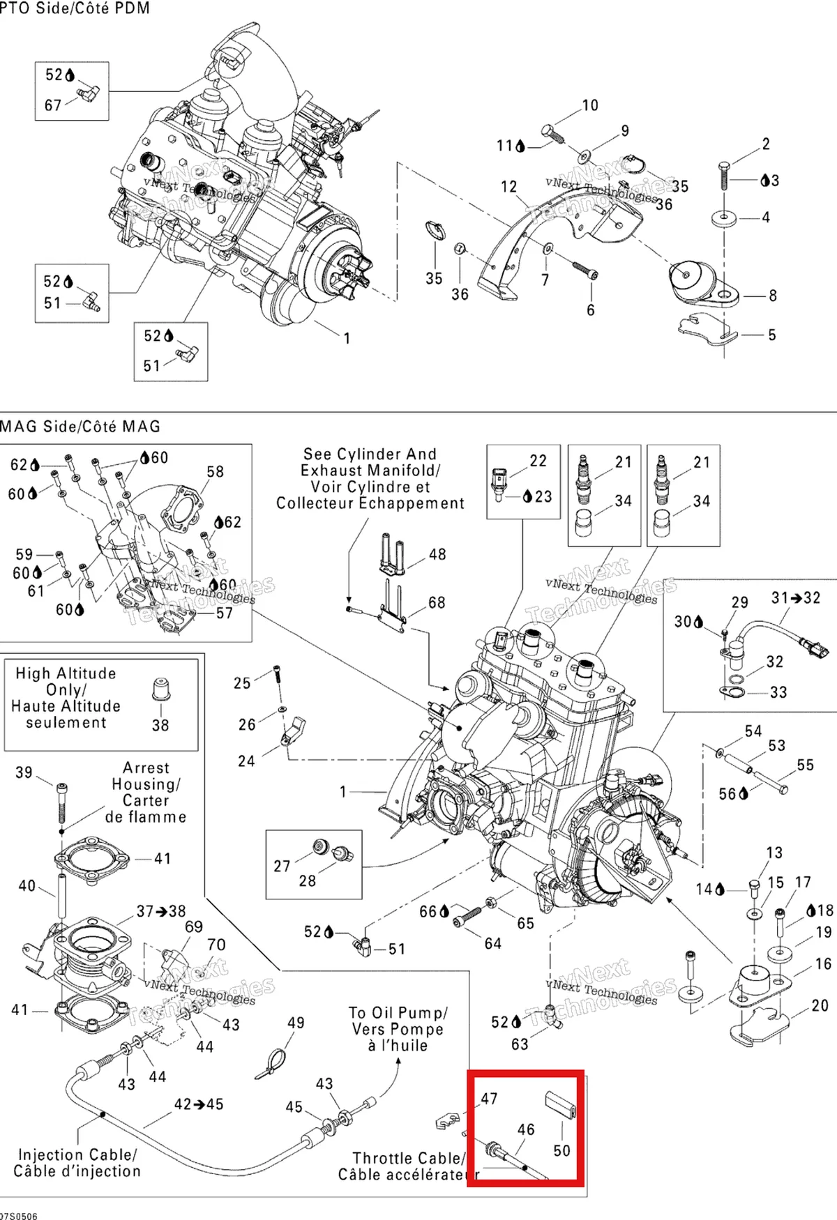 Схема применяемости: Трос газа Sea-Doo 277001416