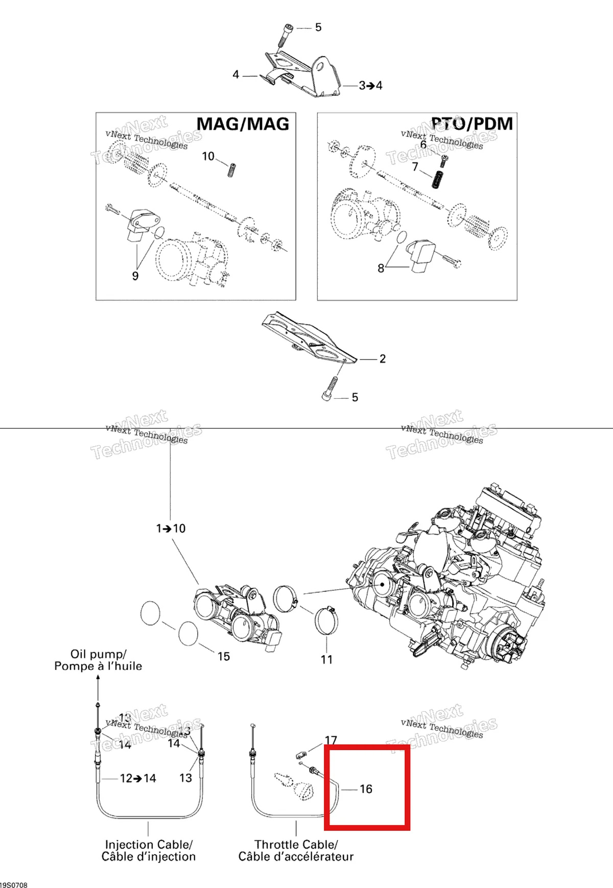 Деталь 277001423 на схеме узла 2007 Sea-Doo 3D 947 DI Throttle Body