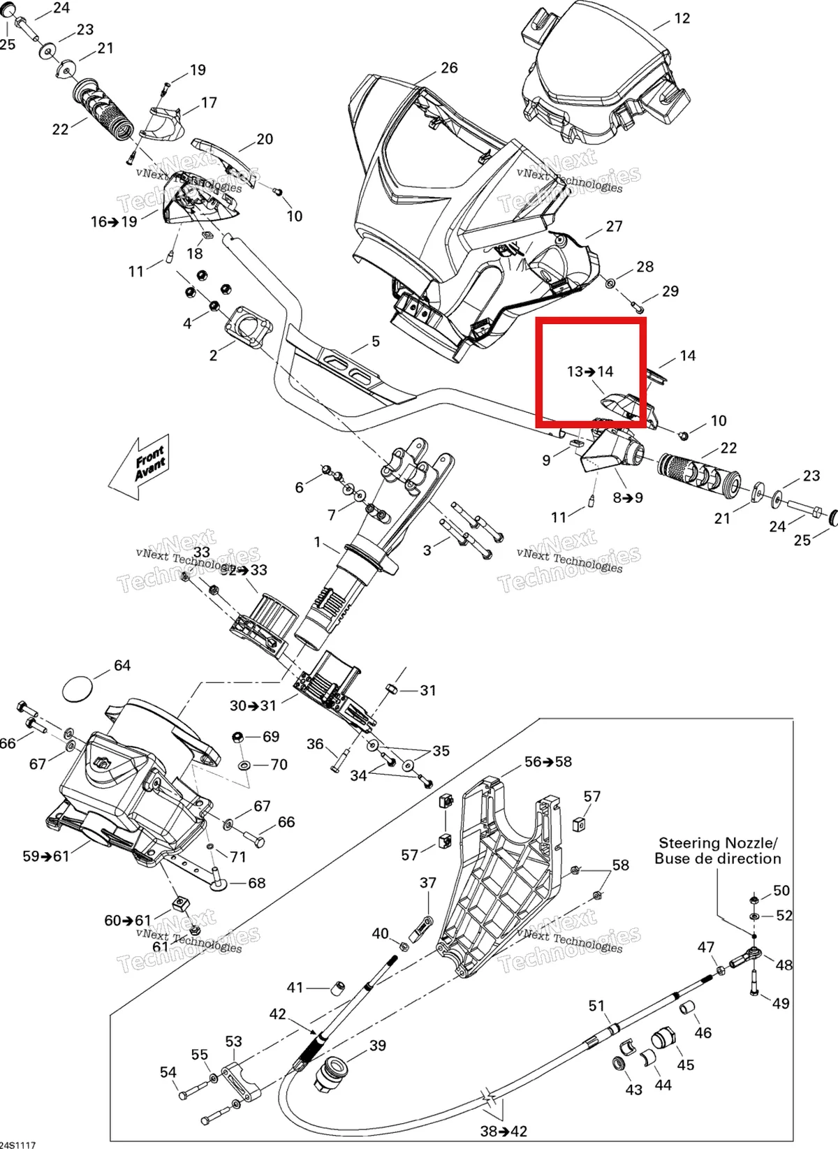 Деталь 277001440 на схеме узла 2011 Sea-Doo GTS Pro 130 Steering