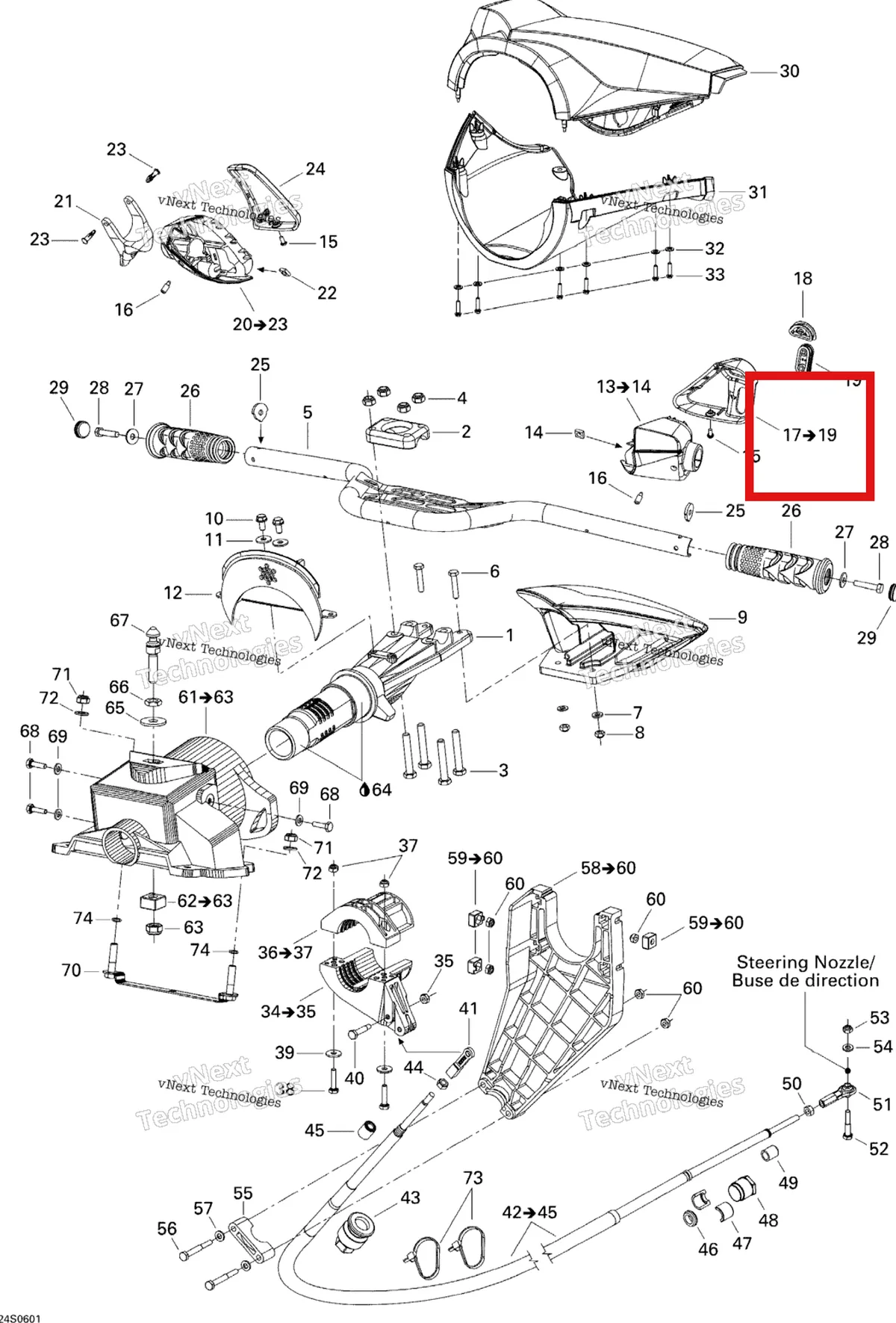 Деталь 277001442 на схеме узла 2006 Sea-Doo RXP Steering System