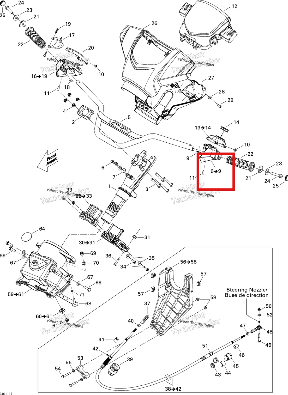 Деталь 277001481 на схеме узла 2011 Sea-Doo GTS Pro 130 Steering