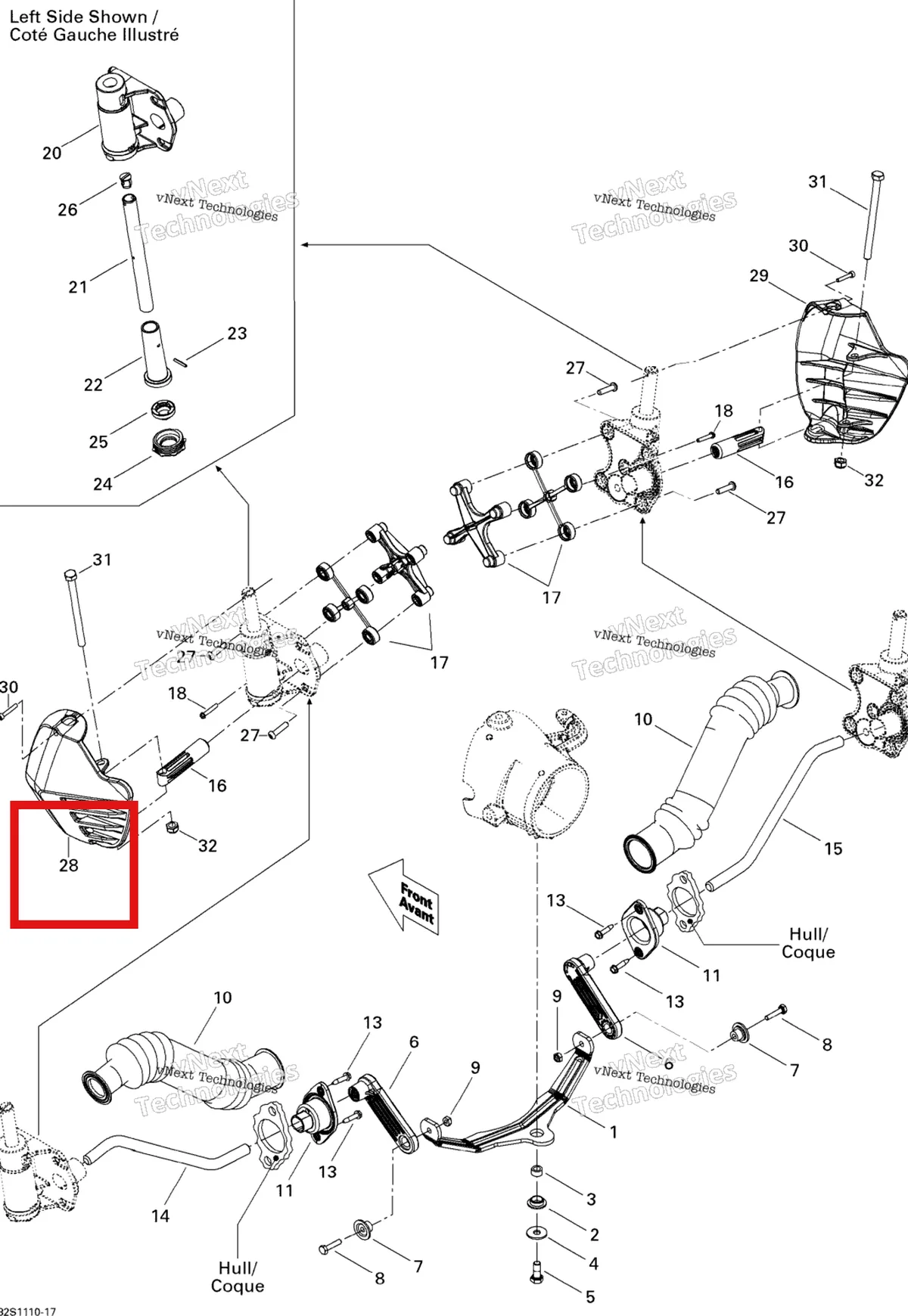 Деталь 277001486 на схеме узла 2011 Sea-Doo RXP-X 255 & RS Off Power Assisted Steering