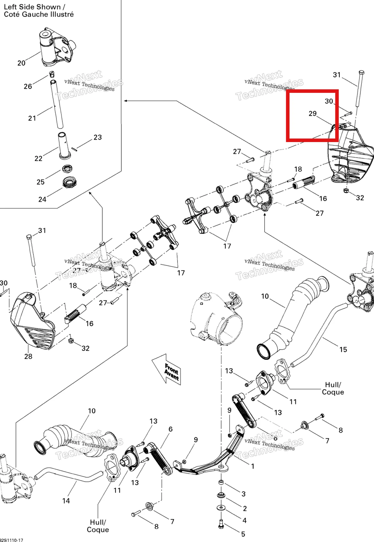 Деталь 277001487 на схеме узла 2011 Sea-Doo RXP-X 255 & RS Off Power Assisted Steering
