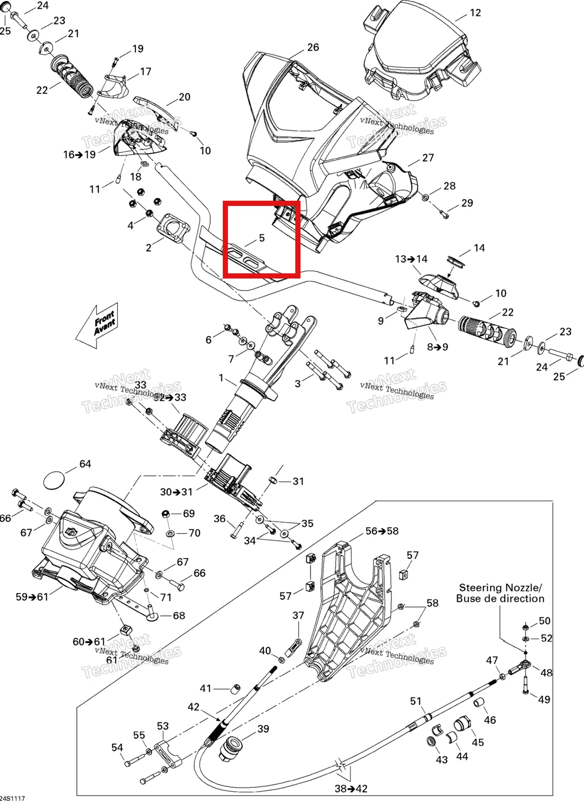 Деталь 277001498 на схеме узла 2011 Sea-Doo GTS Pro 130 Steering
