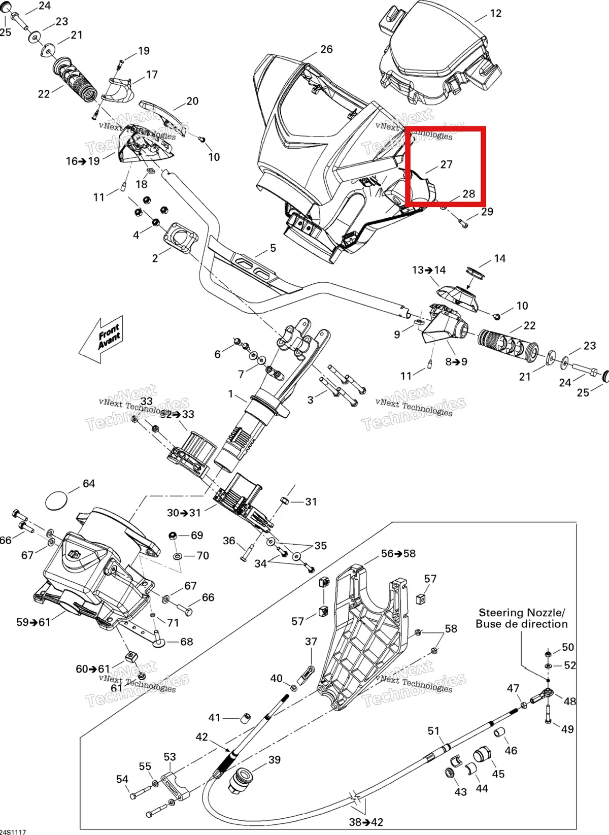 Деталь 277001519 на схеме узла 2011 Sea-Doo GTS Pro 130 Steering