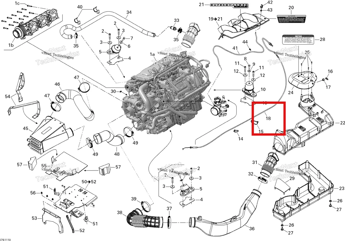 Деталь 277001588 на схеме узла 2011 Sea-Doo RXP-X 255 & RS Engine And Air Intake Silencer