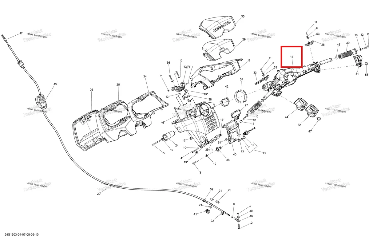 Деталь 277001596 (Steering Sea-Doo GTX 215 (2012) (277001596)) на схеме узла 2015 Sea-Doo GTX LTD 215 Steering