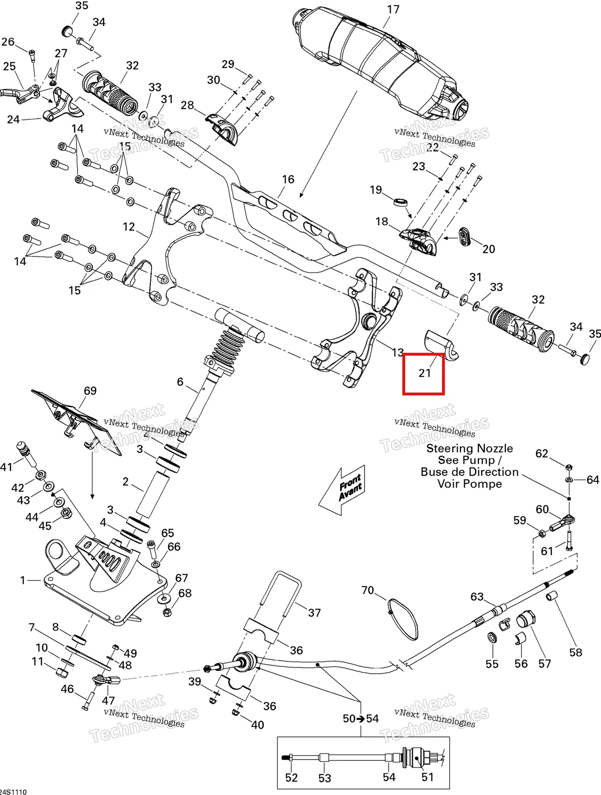 Деталь 277001644 на схеме узла 2011 Sea-Doo RXP-X 255 & RS Steering