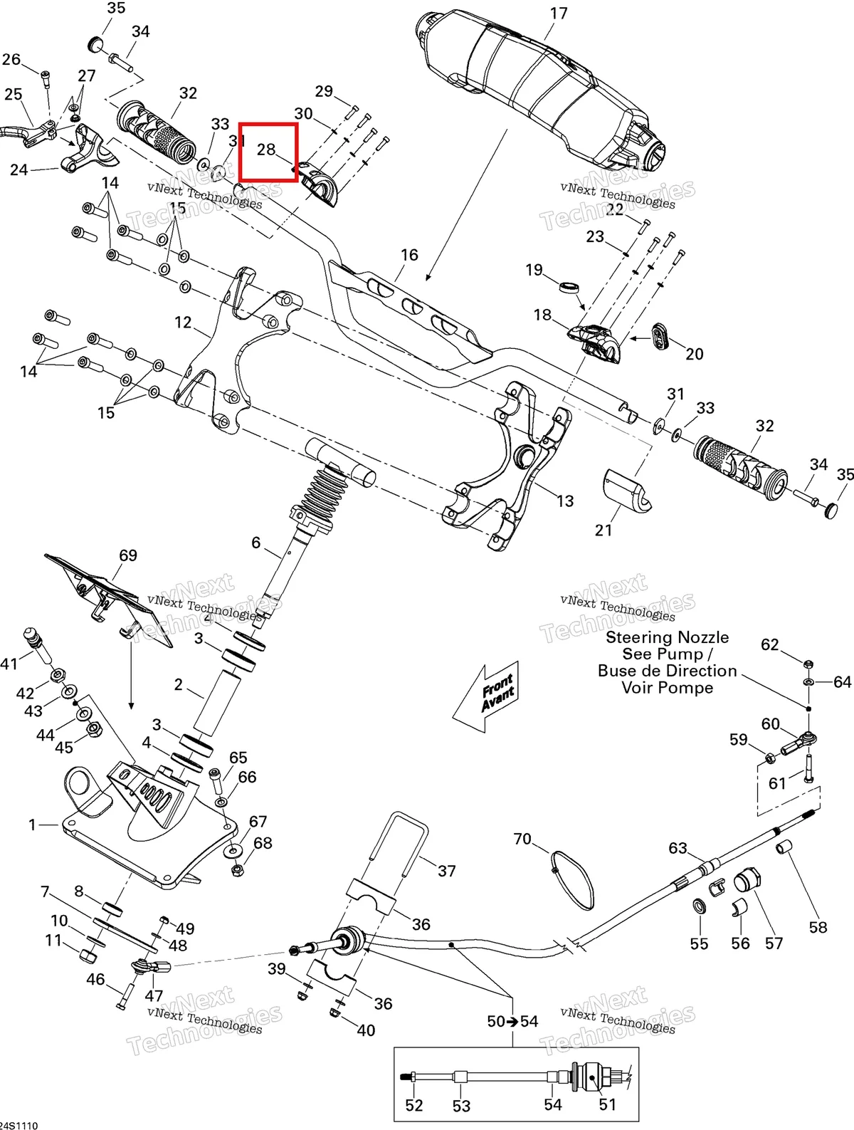Деталь 277001648 на схеме узла 2011 Sea-Doo RXP-X 255 & RS Steering