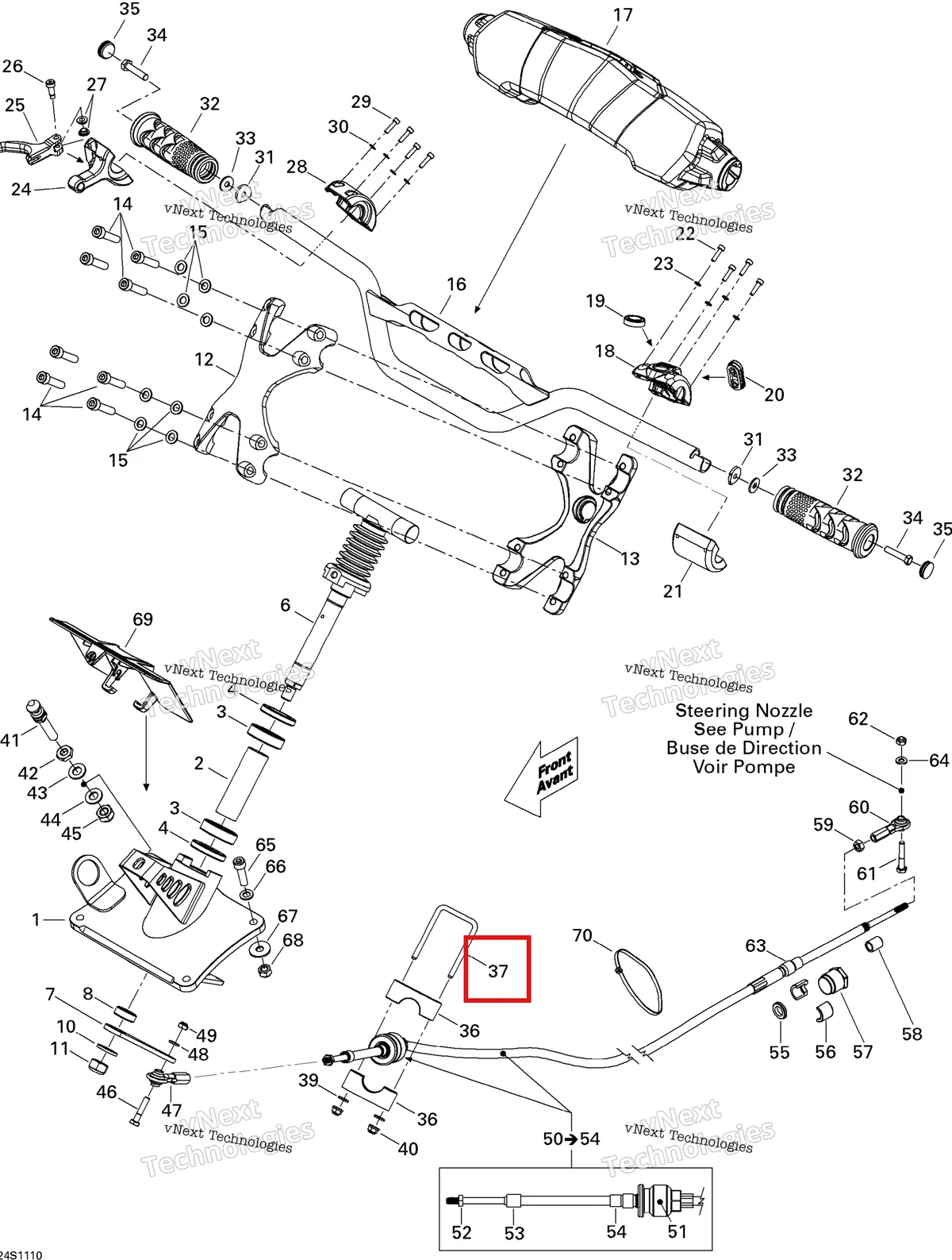 Деталь 277001677 на схеме узла 2011 Sea-Doo RXP-X 255 & RS Steering