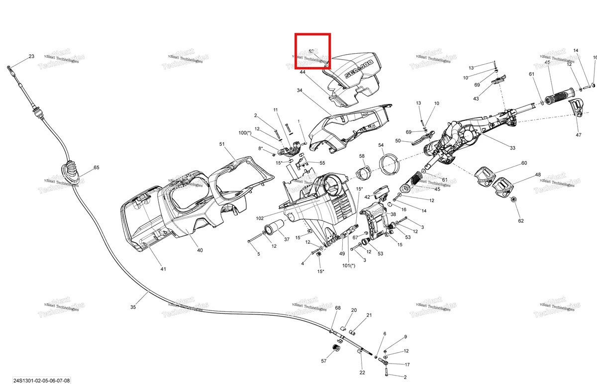 Деталь 277001762 на схеме узла 2013 Sea-Doo GTX 155 Steering