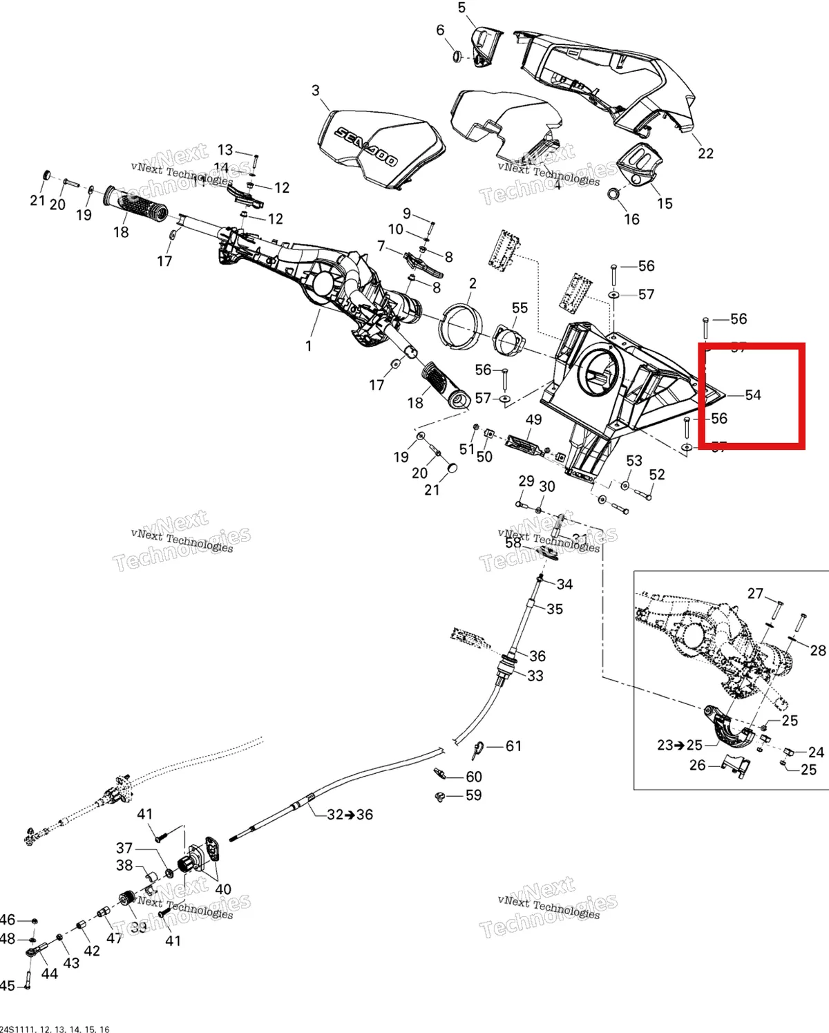 Деталь 277001793 на схеме узла 2011 Sea-Doo WAKE 155 Steering