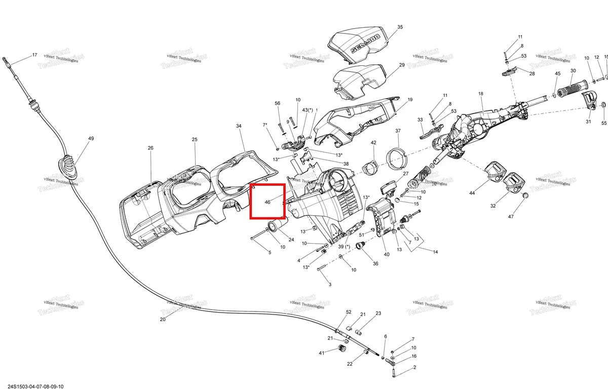 Деталь 277001896 на схеме узла 2015 Sea-Doo GTX LTD 215 Steering