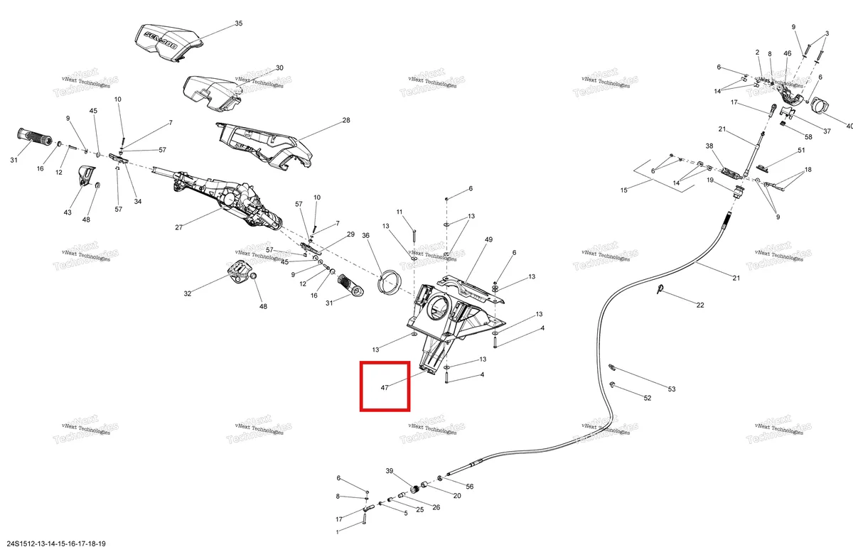 Деталь 277001947 на схеме узла 2015 Sea-Doo WAKE 155 Steering